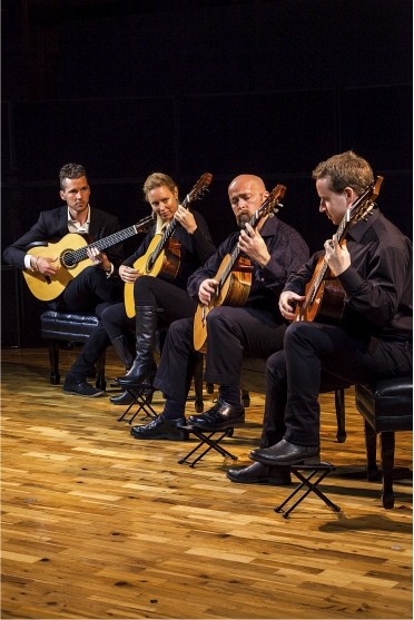 The New Zealand Guitar Quartet plays Oamaru telegram