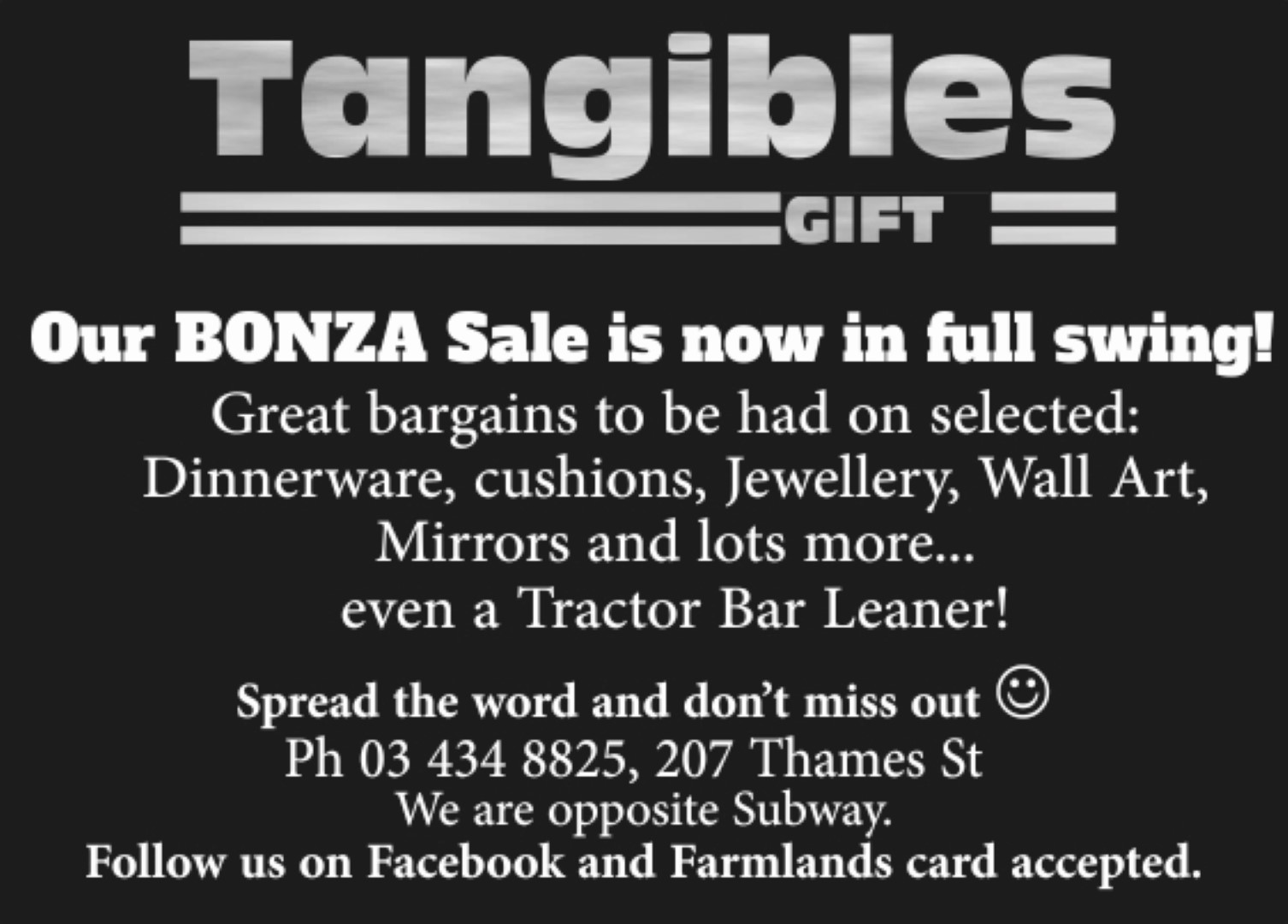 Tangibles Oamaru Telegram | Welcome to The Oamaru Net